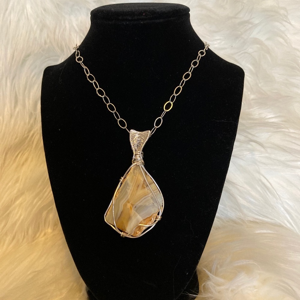 Handmade stone necklace.